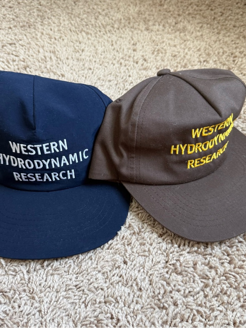 2 Western Hydrodynamic Research Navy & Brown Caps